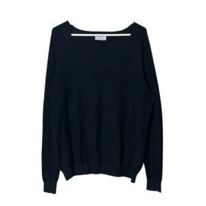 Oliver Charles black cotton seacell blend knit sweater unsex L